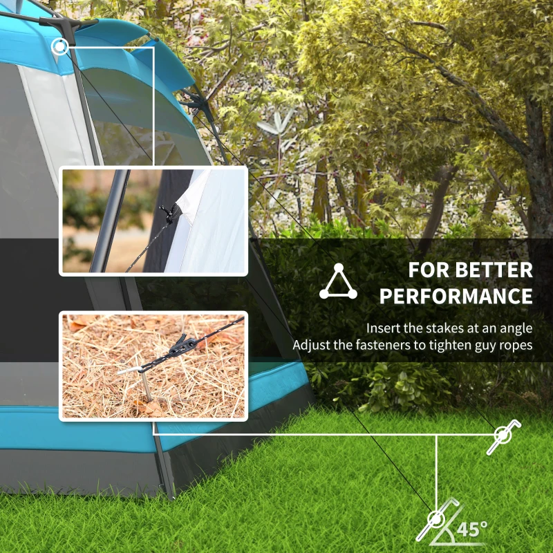 Outsunny Screen House, 8 Person Camping Tent, Dome Tent with Carry Bag and 4 Mesh Walls for Hiking, Easy Set Up