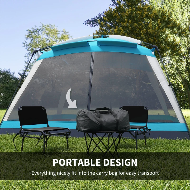 Outsunny Screen House, 8 Person Camping Tent, Dome Tent with Carry Bag and 4 Mesh Walls for Hiking, Easy Set Up