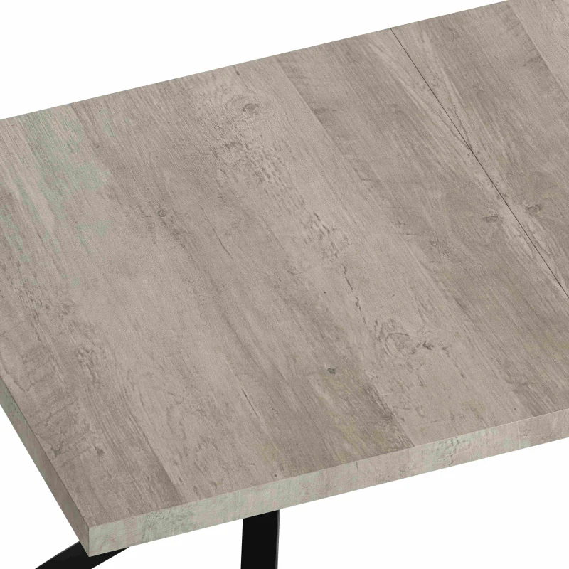 Retro Rectangular Stretch Dining Table, Retractable Top, MDF and Metal Construction, 78.74″ L x 35.43″ W x 29.52″ H, Grey