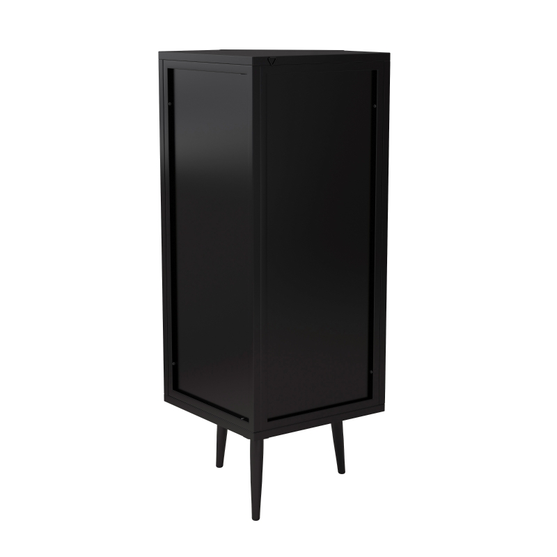 22.25'' Floor Corner Cabinet, Three Tiers with Tempered Glass Doors and Storage Shelves for Bathroom, Living Room, and Bedroom, 22.25"L x 16.75"W x 43.3"H, Black