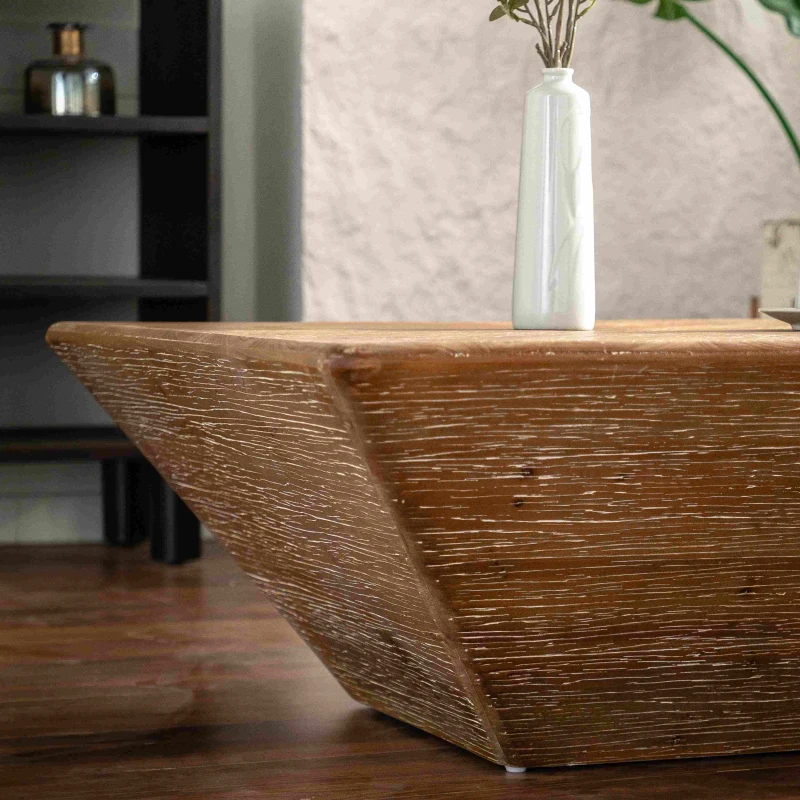 Vintage Style Ladder-Shaped Coffee Table, Minimalist Design, High-Quality Fir Wood and MDF, 35.43", Brown