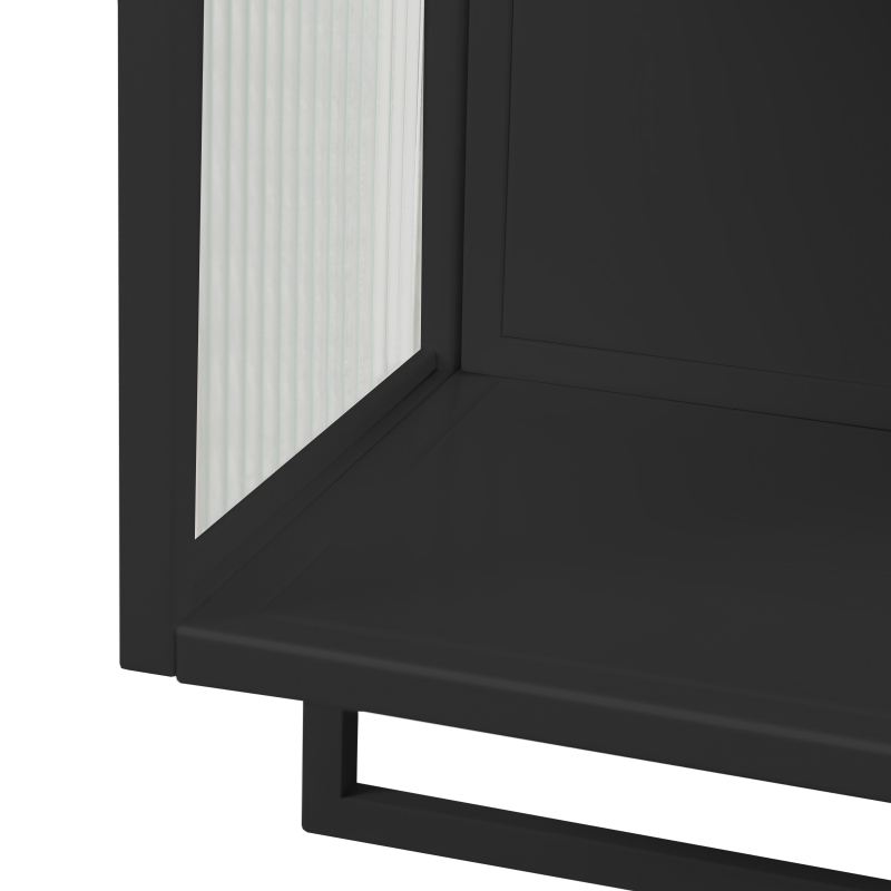 23.62" Modern Wall Cabinet with Glass Doors, Two-Tier Enclosed Storage, Open Shelf, and Towel Rack for Living Room, Dining Room, Bathroom, 23.62"L x 9.06"W x 30.71"H, Black