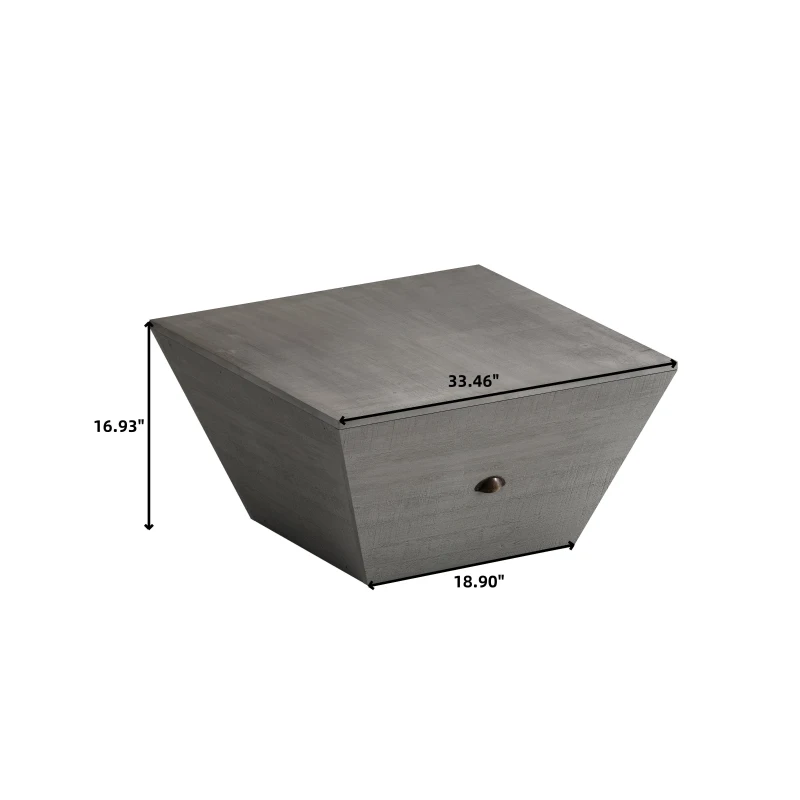 33.46" Ladder-Shaped Coffee Table with Drawer, High-Quality MDF, 200 lbs Load Capacity, Easy Assembly, 33.46"L x 33.46"W x 16.93"H, Gray