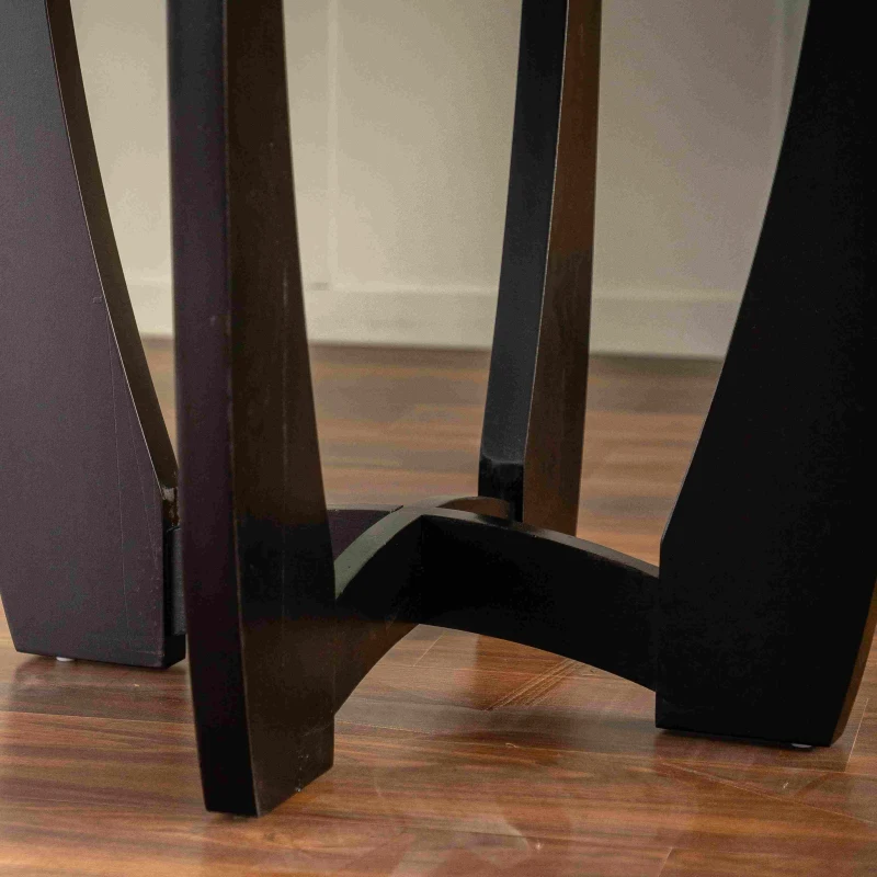 Retro Patchwork Round Coffee Table with Scattered Pattern Tabletop and Crossed Cedar Legs, 39.37" x 39.37" x 29.92", 220 lbs Weight Capacity, Brown