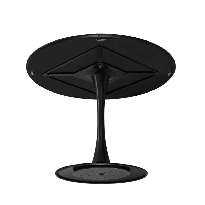 42.13" Modern Round Dining Table with Patchwork Solid Wood Veneer Top, Metal Base, and 220 lbs Weight Capacity, Black