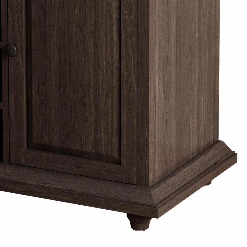 Vintage Style 3-Drawer 2-Door Storage Cabinet with 12-Grid Wine Rack, Adjustable Shelves, Anti-Tipping Design, 47.64"L x 17.13"W x 36.02"H, Brown