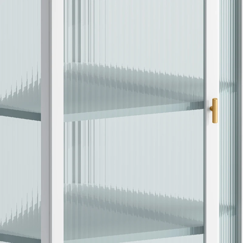 Glass Door Wall Mounted Corner Cabinet with Four-Tier Storage for Bedroom, Living Room, Bathroom, Kitchen, 22.24"L x 15.94"W x 41.34"H, White
