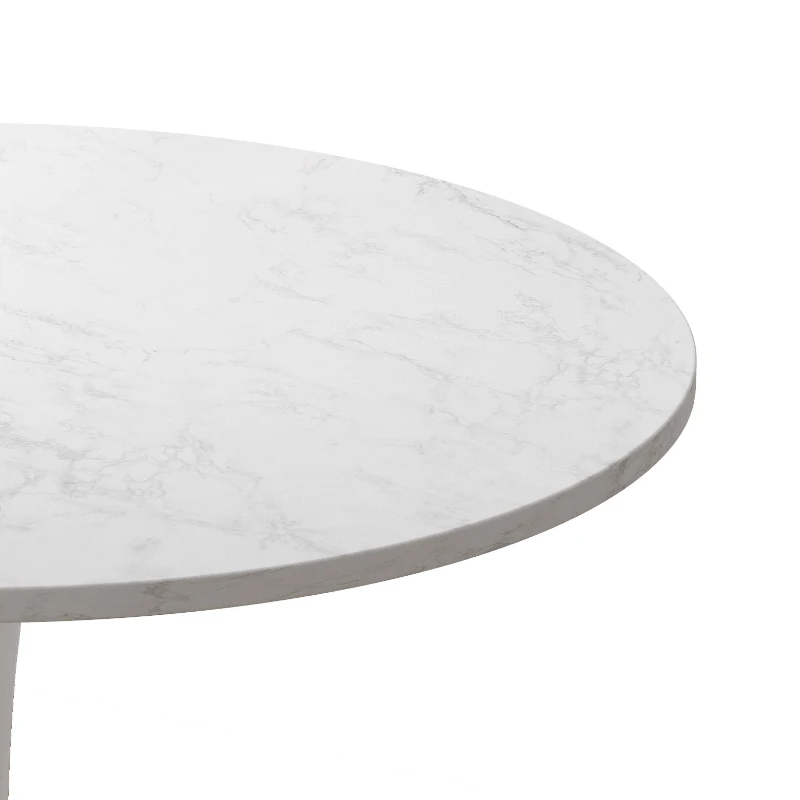 32" Modern Round Dining Table with Printed White Marble Top, Metal Base, Easy Assembly and Maintenance, 220 lbs Weight Capacity, marble