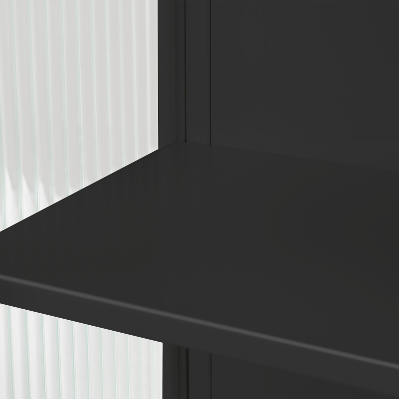 23.62" Modern Wall Cabinet with Glass Doors, Two-Tier Enclosed Storage, Open Shelf, and Towel Rack for Living Room, Dining Room, Bathroom, 23.62"L x 9.06"W x 30.71"H, Black