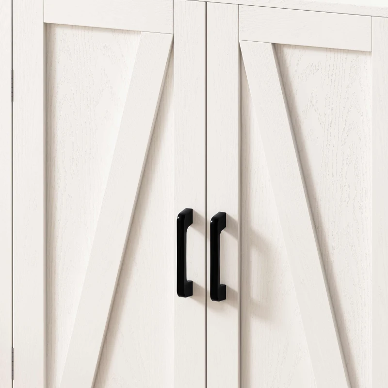 Four Door Storage Cabinet with LED Light, Open Shelf, Transparent Acrylic Doors, Adjustable Shelves, 23.62"L x 11.81"W x 50.39"H, White