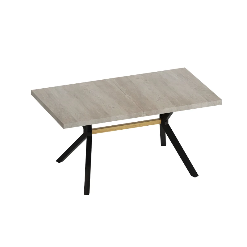 Retro Rectangular Stretch Dining Table, Retractable Top, MDF and Metal Construction, 78.74″ L x 35.43″ W x 29.52″ H, Grey