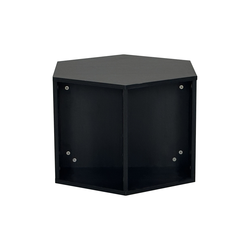 Hexagonal Coffee Table Set, 2-Piece Side Table Nightstand with Storage Shelves, Versatile Modern Design, 47.24" x 23.62" x 15.75", Black Brown