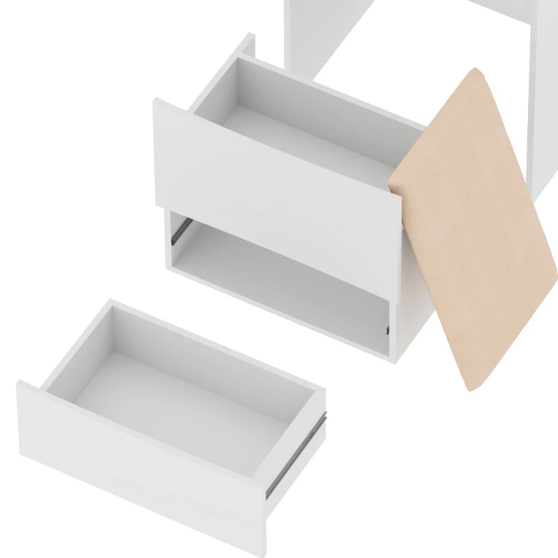 Dressing Table with Flip Top LED Mirror, Vanity Table with Storage, Removable Upholstered Stool, 23.62" x 15.75" x 62.99", White