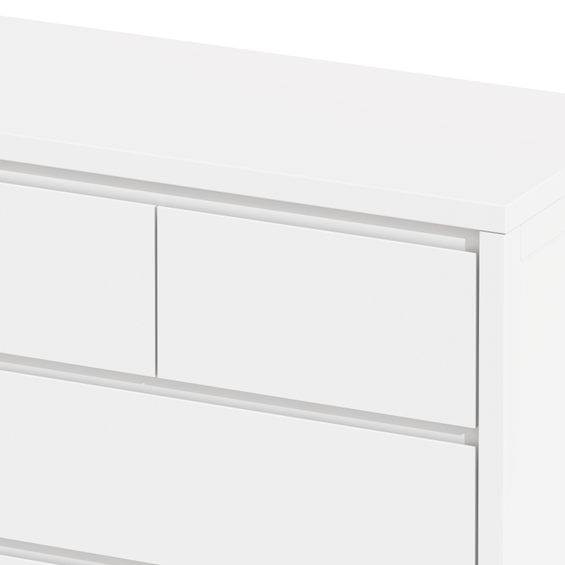31.61" 4-Tier 5-Drawer MDF Storage Cabinet, Modern Design, Anti-Tipping, Easy Assembly, for Bedroom, Living Room, Dining Room, Hallways, White