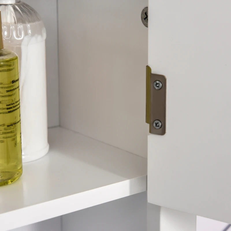 HOMCOM Wall Mount Bathroom Cabinet, Storage Organizer Kitchen Cupboard with 2 Doors and Adjustable Shelf White