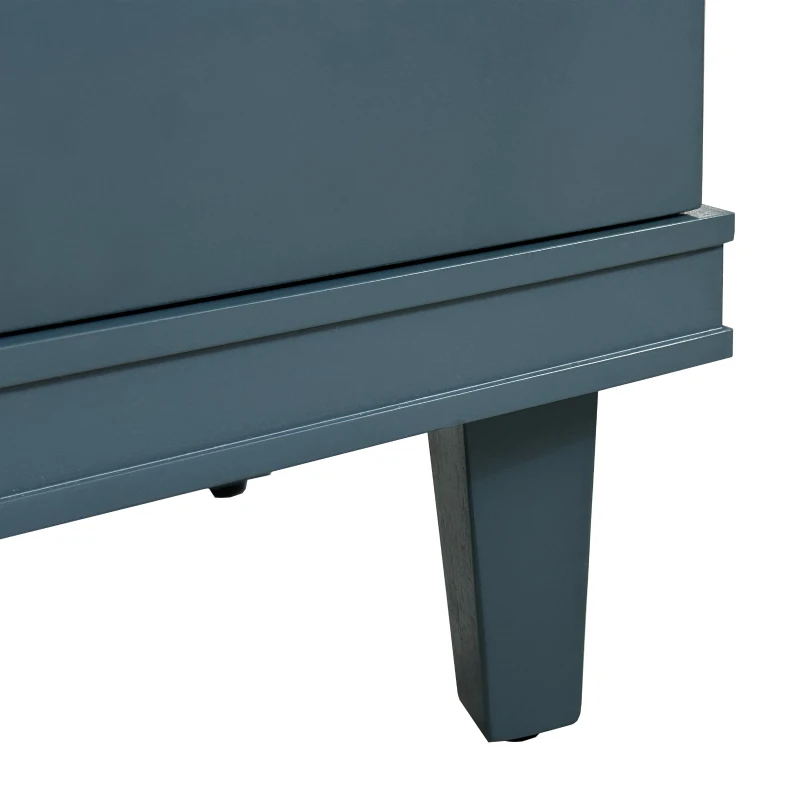 59.84'' Large 4-Door Cabinet, Solid Wood and MDF, Adjustable Shelves, 330 lbs Top Surface Capacity, 59.84''L x 15.75''W x 32.28''H, Blue