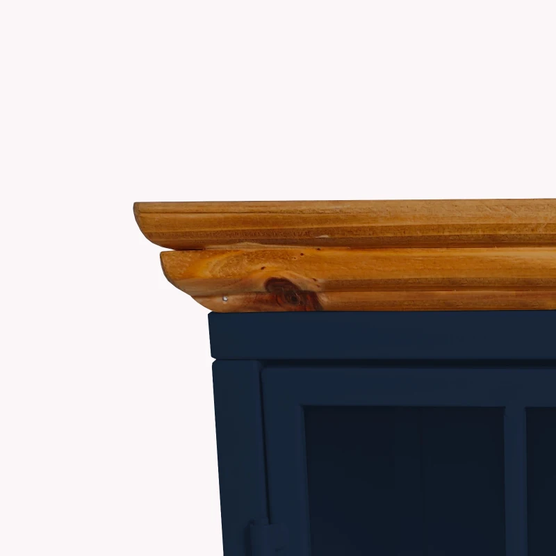 Nightstand with Storage Cabinet & Solid Wood Tabletop, Bedside Table, Sofa Side Coffee Table for Bedroom, Living Room, Set of 2, 12.2"L x 15.75"W x 20.08"H, Blue