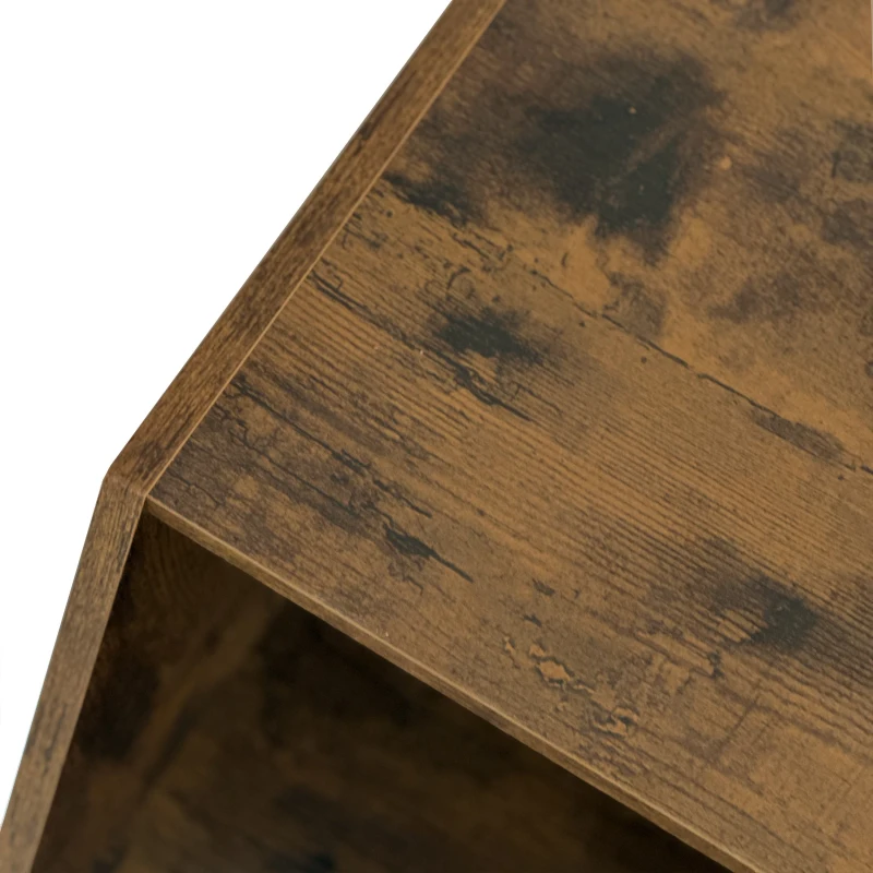 Hexagonal Coffee Table Set, 2-Piece Antique Wood Side Table Nightstand with Storage Shelves, Versatile Design, 47.24'' x 23.62'' x 15.74'', Antique brown