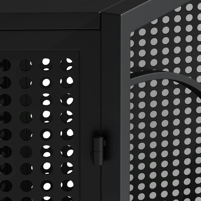 47.24" Spacious Dog Cage with Tempered Glass, Sturdy Iron Frame, Hollow Out Design, Easy Assembly, Black