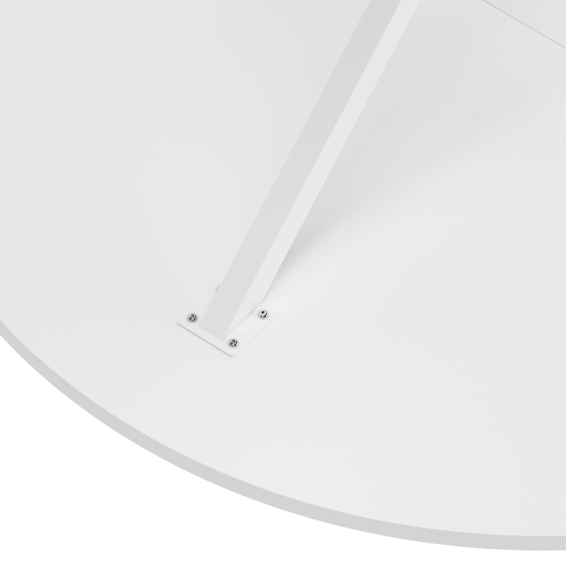 42.13'' Modern Cross Leg Round Dining Table, White Top, Two Piece Removable Top, Matte Finish Iron Legs, Easy Assembly, White