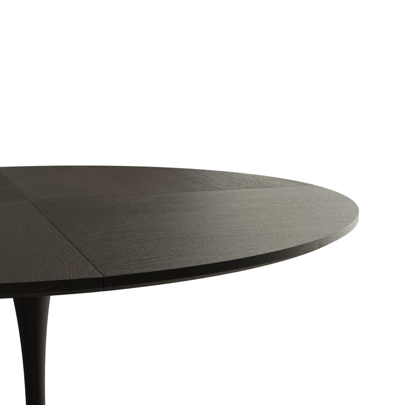 47.24" Modern Round Dining Table with Solid Wood Grain Top, Metal Base, and Easy Assembly, Black