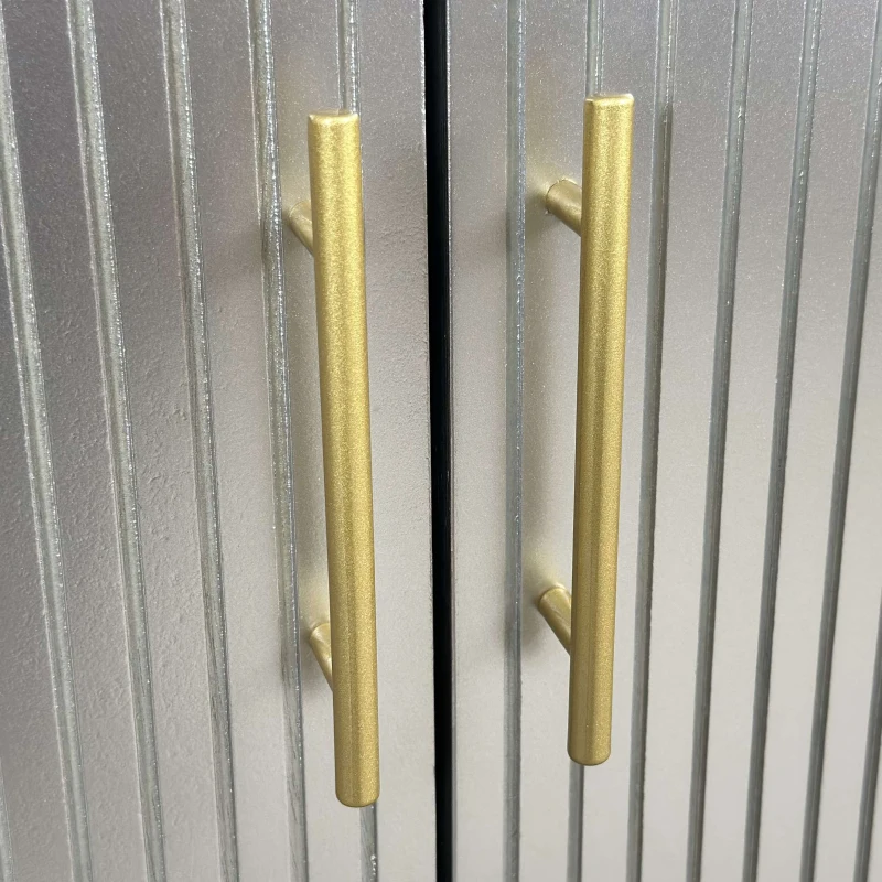 59.84'' Large 4-Door Cabinet, Solid Wood and MDF, Adjustable Shelves, 330 lbs Top Surface Capacity, 66 lbs Laminate Capacity, 59.84''L x 15.75''W x 32.28''H, Champagne