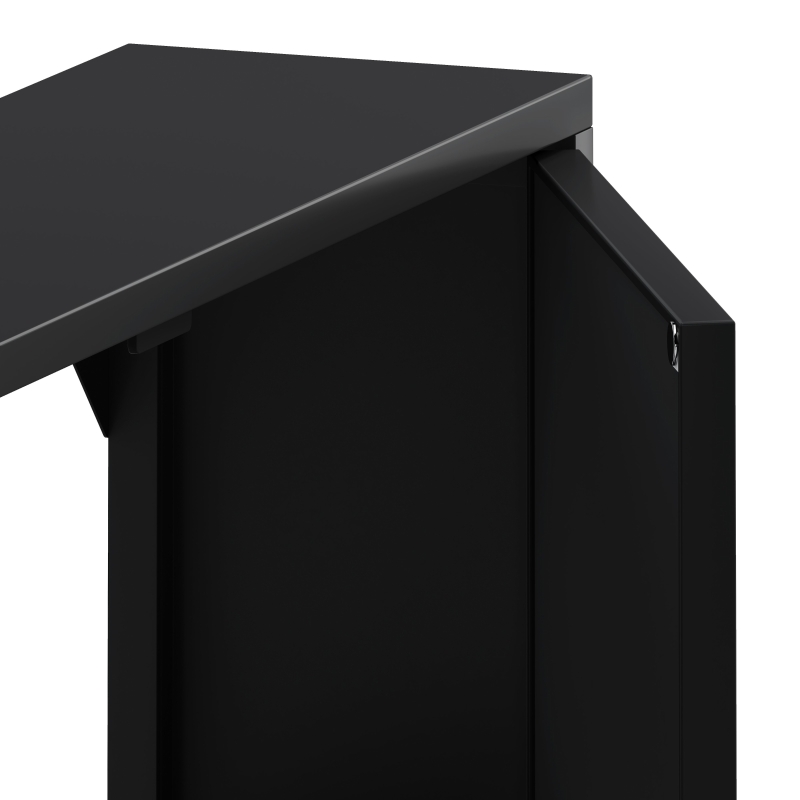 Vintage Two Door Wall Cabinet with Mirror, Three-Level Storage Space, Retro Style, Iron and Glass, 23.62"L x 5.91"W x 27.56"H, Black