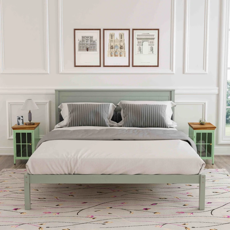 Nightstand with Storage Cabinet & Solid Wood Tabletop, Bedside Table, Sofa Side Coffee Table for Bedroom, Living Room, Set of 2, 12.2"L x 15.75"W x 20.08"H, Green