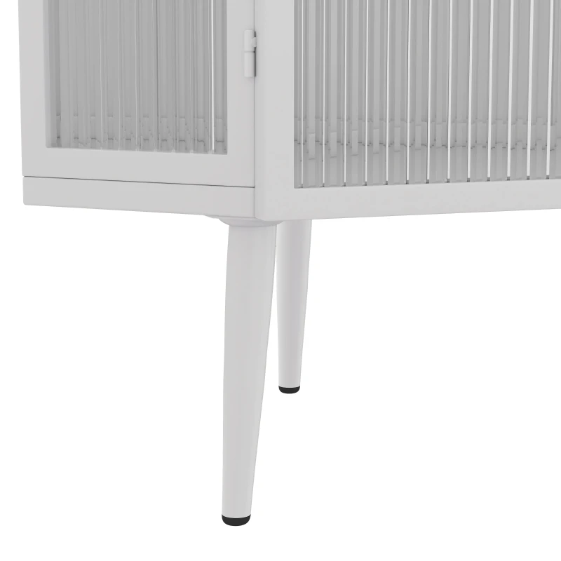 22.25'' Floor Corner Cabinet, Three Tiers with Tempered Glass Doors and Storage Shelves for Bathroom, Living Room, and Bedroom, 22.25"L x 16.75"W x 43.3"H, White