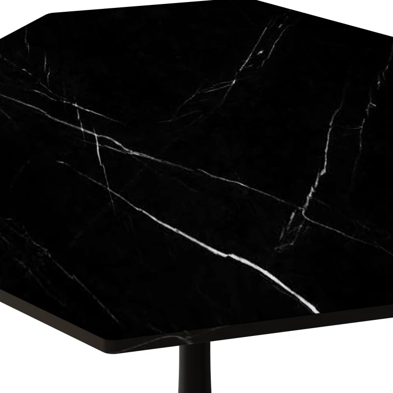 31.5" Modern Octagonal Coffee Table with Printed Black Marble Table Top, Metal Base, Easy Assembly, and High Load-Bearing Capacity, marble