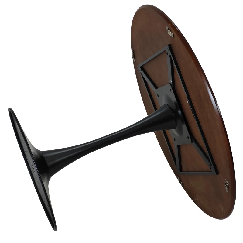 47.24" Modern Round Dining Table with Solid Wood Grain Top, Metal Base, and Easy Assembly, 220 lbs Weight Capacity, Brown Oak