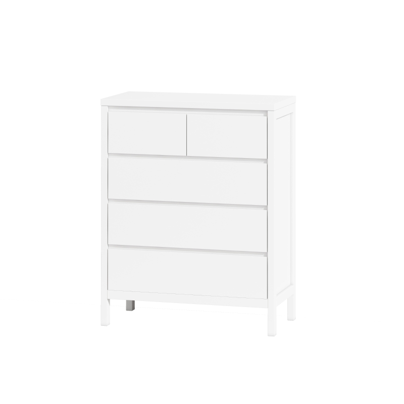 31.61" 4-Tier 5-Drawer MDF Storage Cabinet, Modern Design, Anti-Tipping, Easy Assembly, for Bedroom, Living Room, Dining Room, Hallways, White
