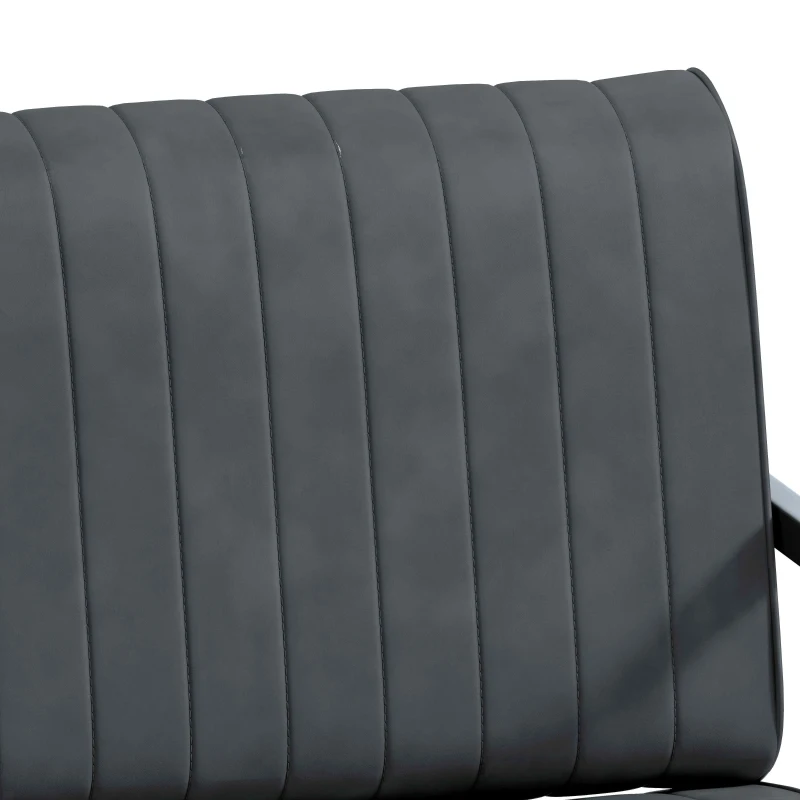 Modern Fashion PU Leather Armchair with Metal Frame, Extra-Thick Padded Backrest and Seat Cushion, 26.77"L x 25.98"W x 29.53"H, Grey