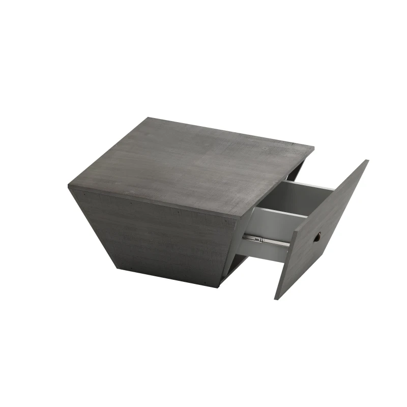 33.46" Ladder-Shaped Coffee Table with Drawer, High-Quality MDF, 200 lbs Load Capacity, Easy Assembly, 33.46"L x 33.46"W x 16.93"H, Gray