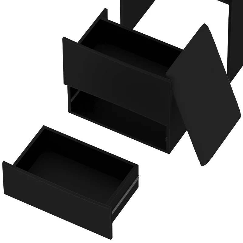 Dressing Table with Flip Top LED Mirror, Vanity Table with Storage, Removable Upholstered Stool, 3 Lighting Modes, 23.62" x 15.75" x 62.99", Black