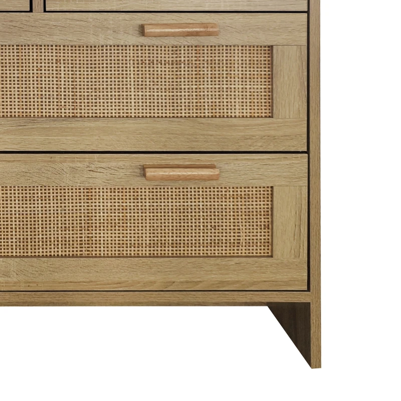 4-Drawer Rattan Cabinet, Modern Natural Design, High-Quality Chipboard, Ample Storage, Anti-Tipping, Easy Assembly, 31.5"x15.75"x31.5", Natural