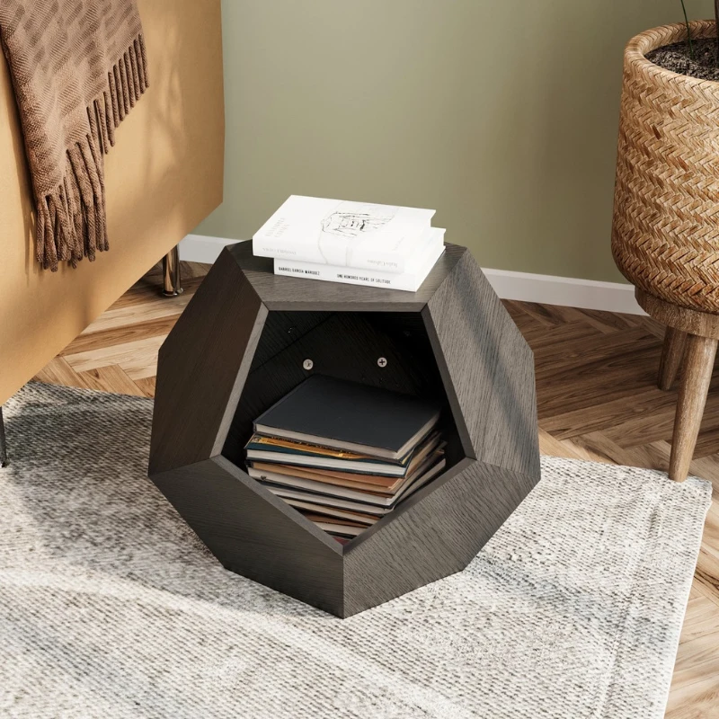 Modern Pet Furniture Cat Litter Side Table, Multifunctional MDF Design, 25.98" x 25.98" x 21.07", Black Brown