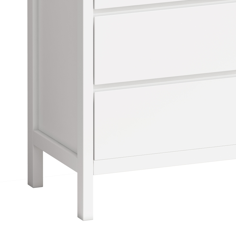 31.61" 4-Tier 5-Drawer MDF Storage Cabinet, Modern Design, Anti-Tipping, Easy Assembly, for Bedroom, Living Room, Dining Room, Hallways, White