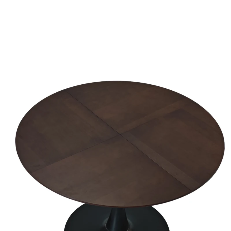 42.13" Modern Round Dining Table with Solid Wood Veneer Top, Metal Base, and Easy Assembly, Brown Oak