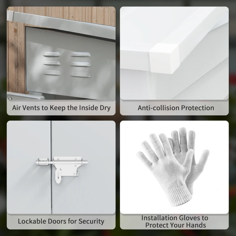 Outsunny 4.6ft x 9ft Metal Storage Shed Lockable Garden & Yard Tool & Outdoor Storage Shed, White