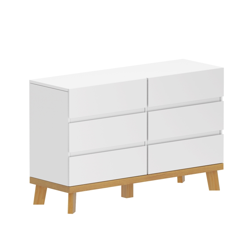 47.24" 6-Drawer MDF Storage Cabinet, Modern Design with Ample Storage Space, Durable Construction, Easy Assembly, White