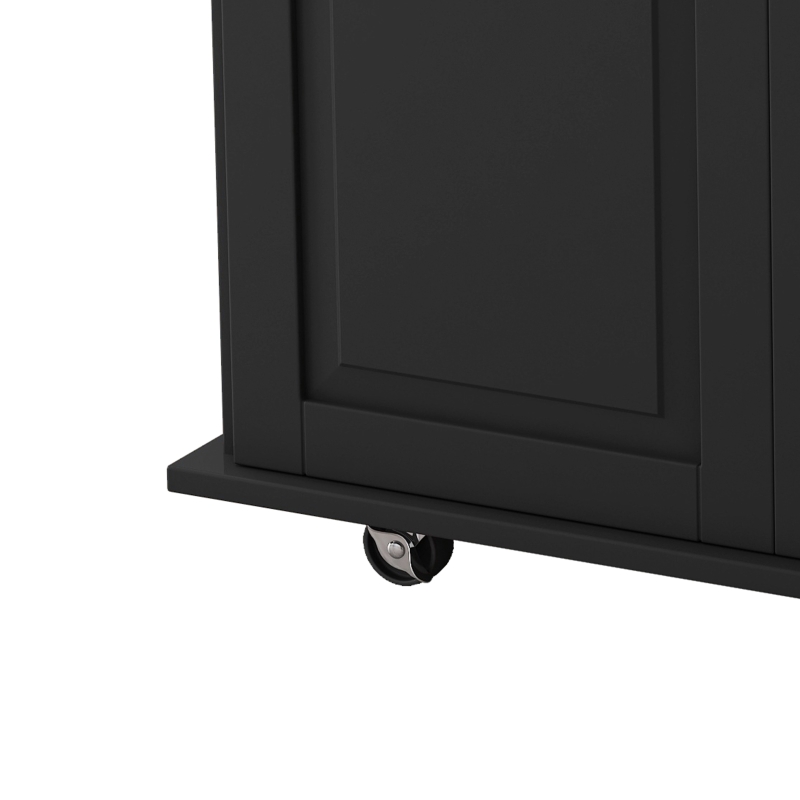 Kitchen Island Cart with 2 Door Cabinet, 3 Drawers, Spice Rack, Towel Rack, Expandable Desktop, and Locking Wheels, 43.31" Width, Black
