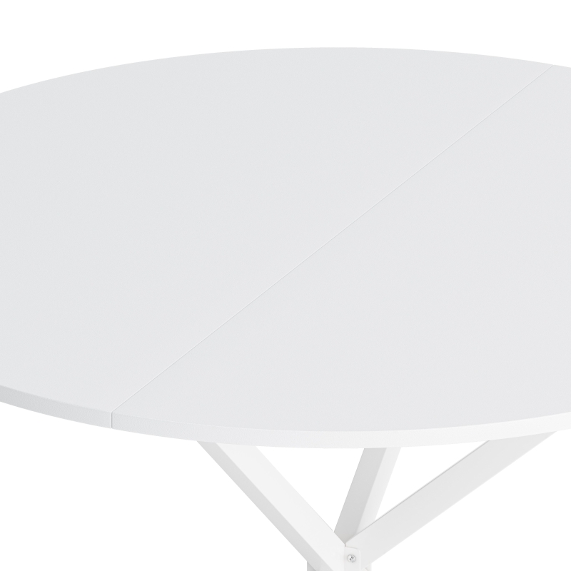 47.24'' Modern Cross Leg Round Dining Table, White Top, Two Piece Removable Top, Matte Finish Iron Legs, Easy Assembly and Maintenance, White
