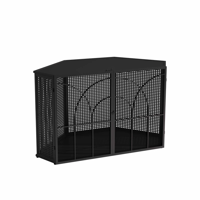 47.24" Spacious Dog Cage with Tempered Glass, Sturdy Iron Frame, Hollow Out Design, Easy Assembly, Black