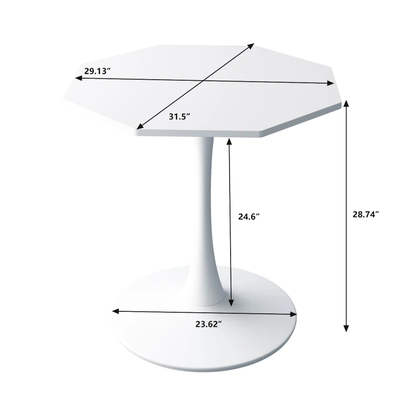 31.5" Modern Octagonal Coffee Table with MDF Top and Metal Base, Easy Assembly, 220 lbs Weight Capacity, White
