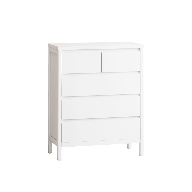 31.61" 4-Tier 5-Drawer MDF Storage Cabinet, Modern Design, Anti-Tipping, Easy Assembly, for Bedroom, Living Room, Dining Room, Hallways, White