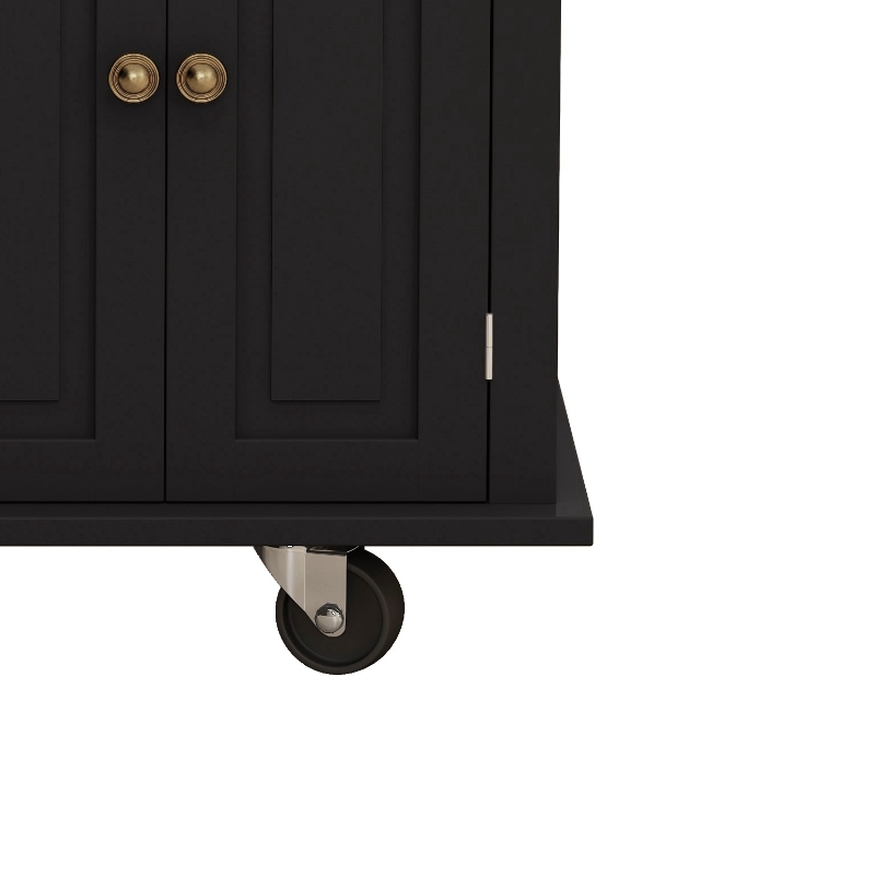 Kitchen Island Cart with Two Storage Cabinets, Two Drawers, Locking Wheels, Spice Rack, and Towel Rack, 43.31" Width, Black