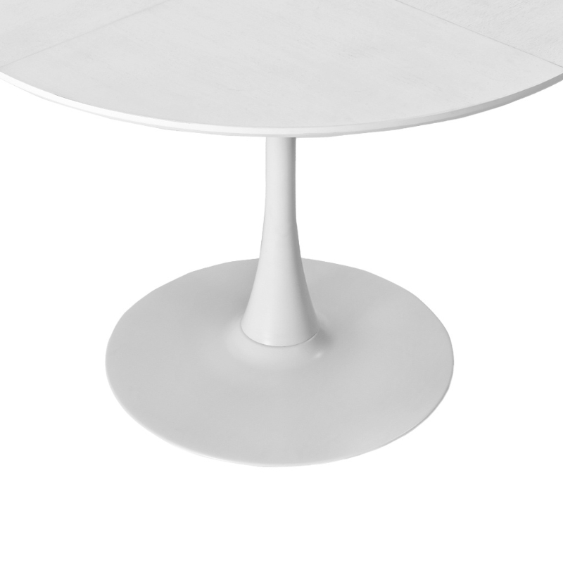 42.13" Modern Round Dining Table with Solid Wood Veneer Top, Metal Base, and Easy Assembly, White