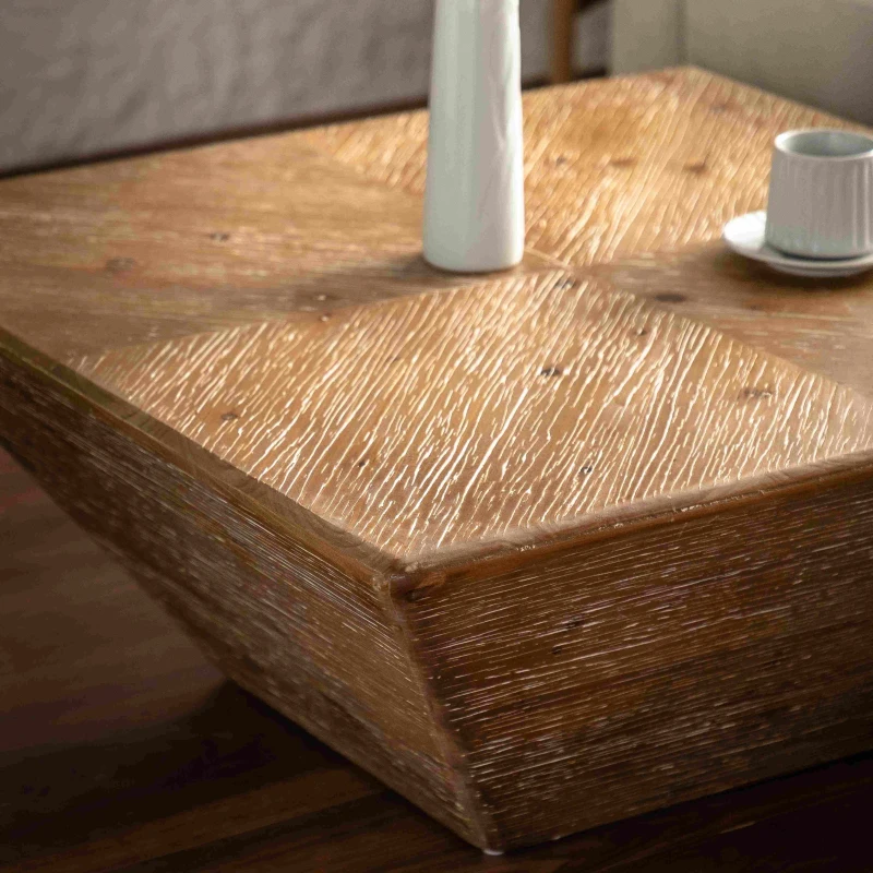 Vintage Style Ladder-Shaped Coffee Table, Minimalist Design, High-Quality Fir Wood and MDF, 35.43", Brown