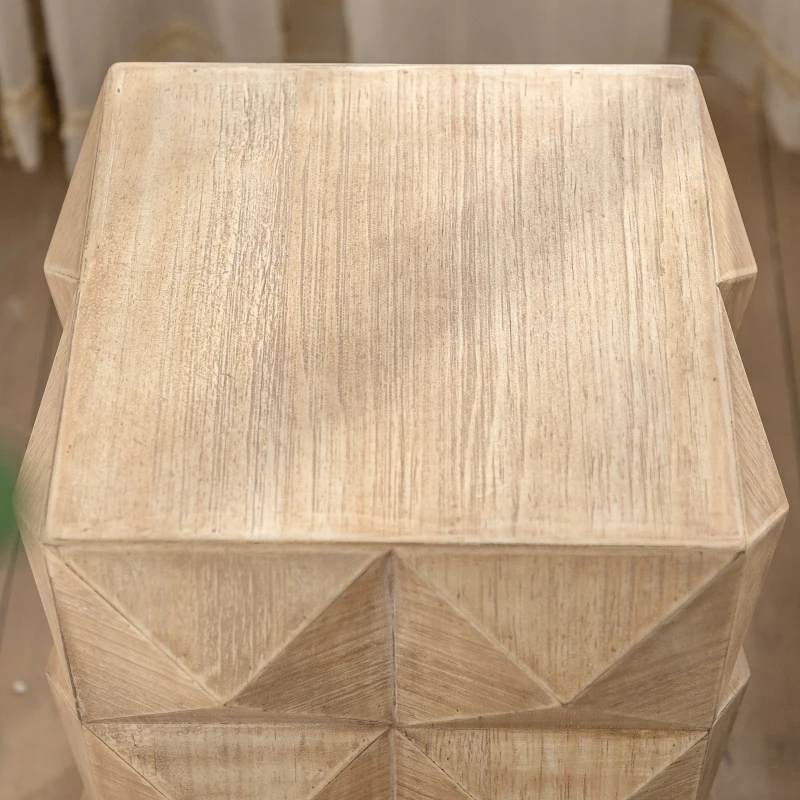 Retro Coffee Table with Three-Dimensional Embossed Pattern, High-Quality MDF and Fir, 23.62" Height, Natural